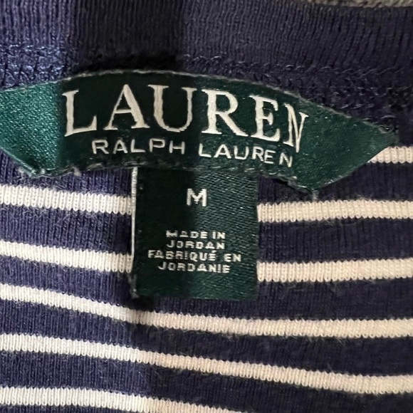 Lauren Ralph Lauren striped sweater with faux suede elbow patches size M - Picture 5 of 7